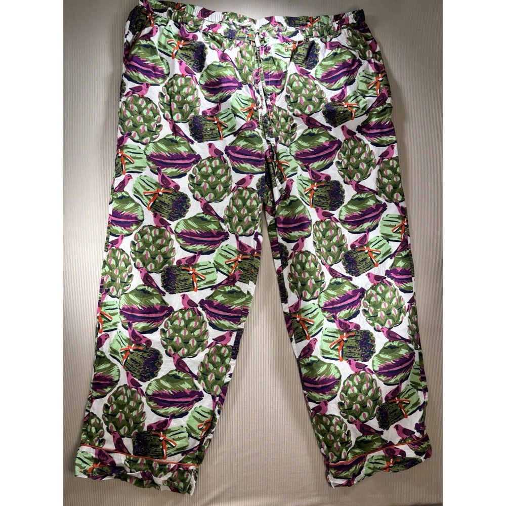 Printfresh Organic Cotton Long Pajama Set "Eat Your Asparagus " Womens 2X EUC - Picture 9 of 15